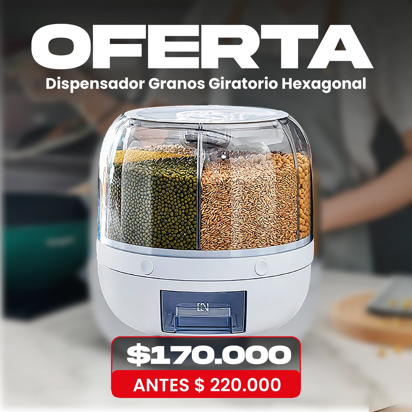 DISPENSADOR DE GRANOS GIRATORIO HEXAGONAL